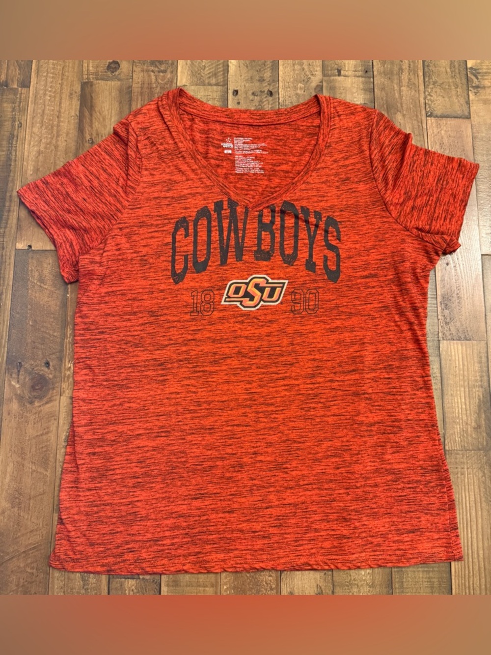 Creative Apparel Oklahoma State Cowboys Orange Women’s V-Neck Short Sleeve Top